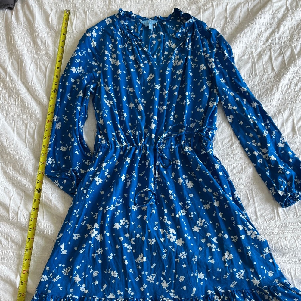 Draper James Blue Floral Long Sleeve Dress